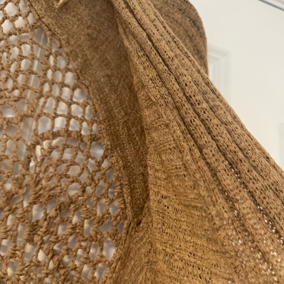 Willi Smith Brown Open-Front Cardigan 3/4 Sleeeve Crochet Back Mandala - Size S - Picture 4 of 4